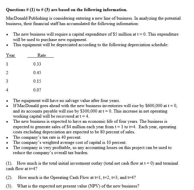 Please Show your work! Thank you Questions # (1) to #