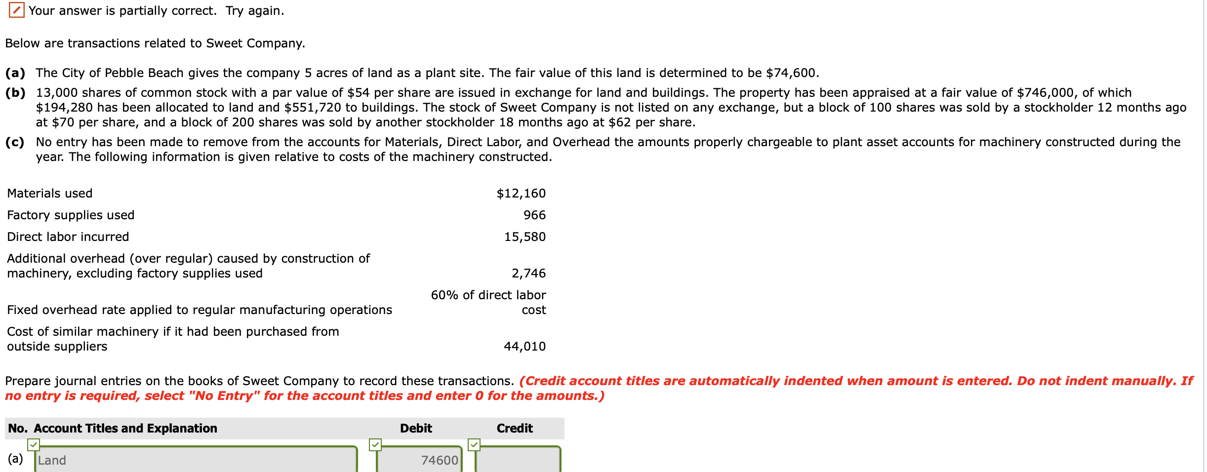  Your answer is partially correct. Try again. Below are transactions related