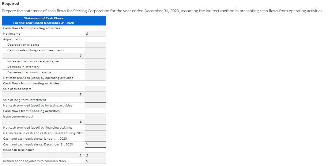 balance sheet and income statement follow. Balance Sheets, December 31 2019 2020