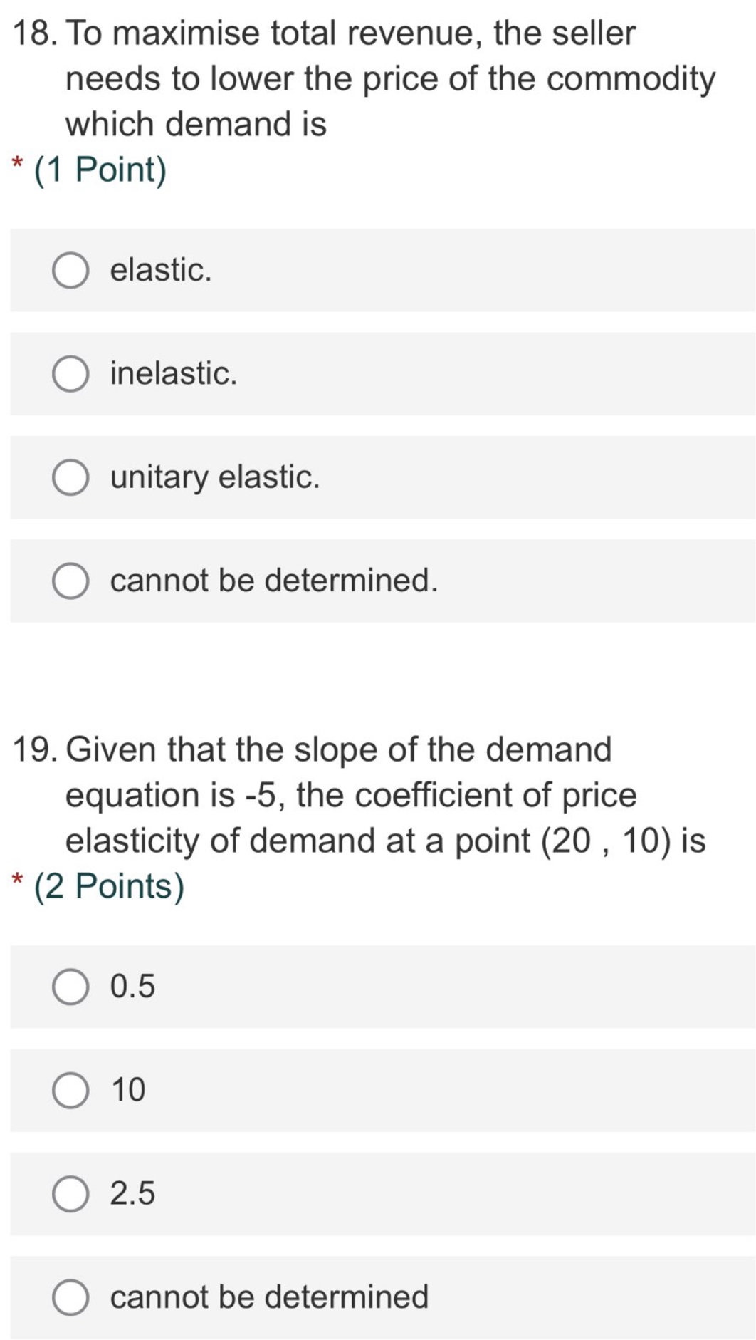 11. Between the two points (20, 5) and (30, 3) along the
