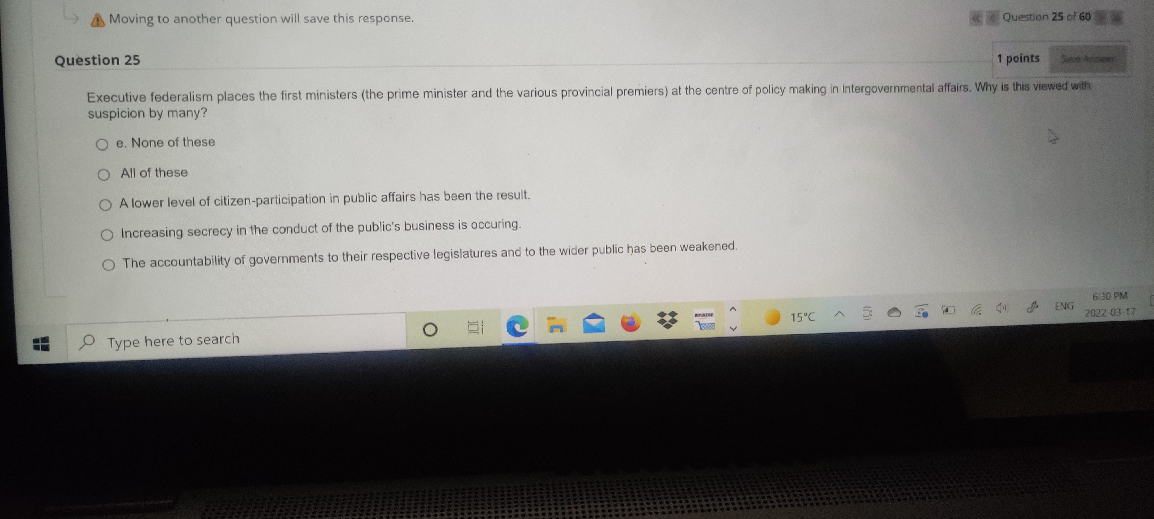 to another question will save this response. A amazon Type here to