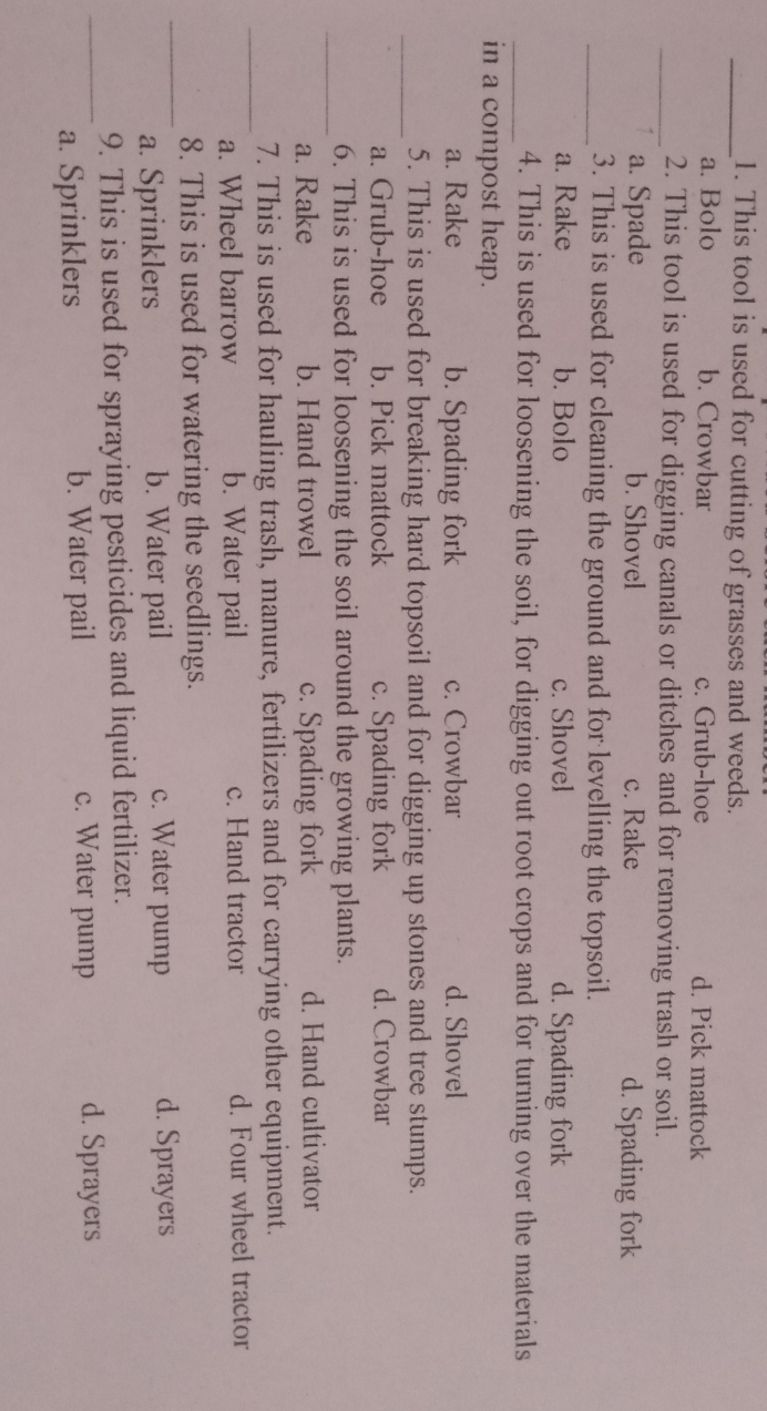 please help me to answer this 1. This tool is used for