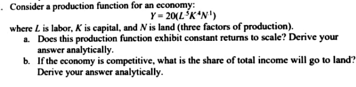 please solve it on page complete Consider a production function for an