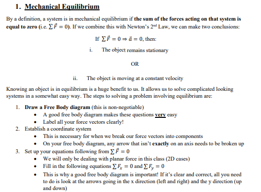  1. Mechanical Equilibrium By a definition, a system is in mechanical
