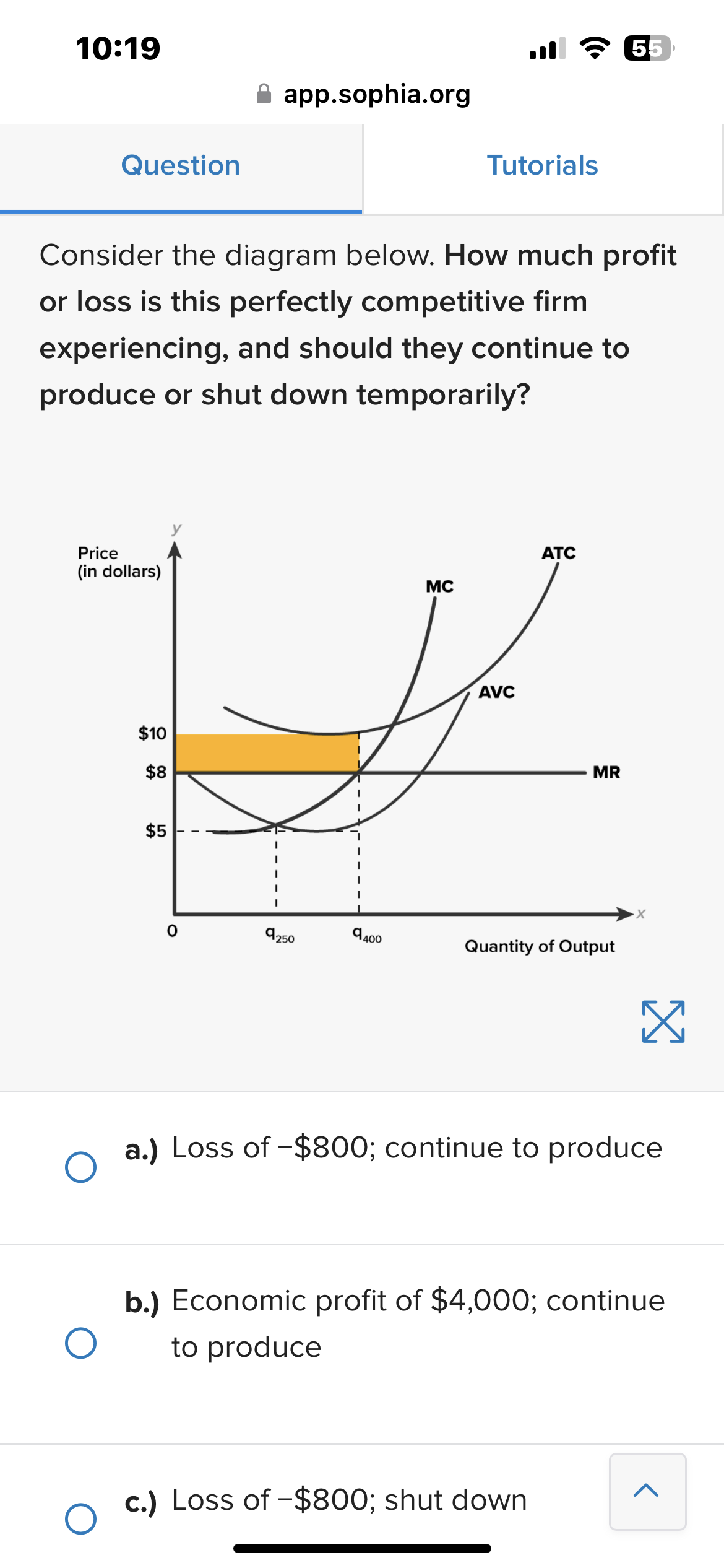  10:19 III '3' a B app.sophia.org Question Tutorials Consider the diagram