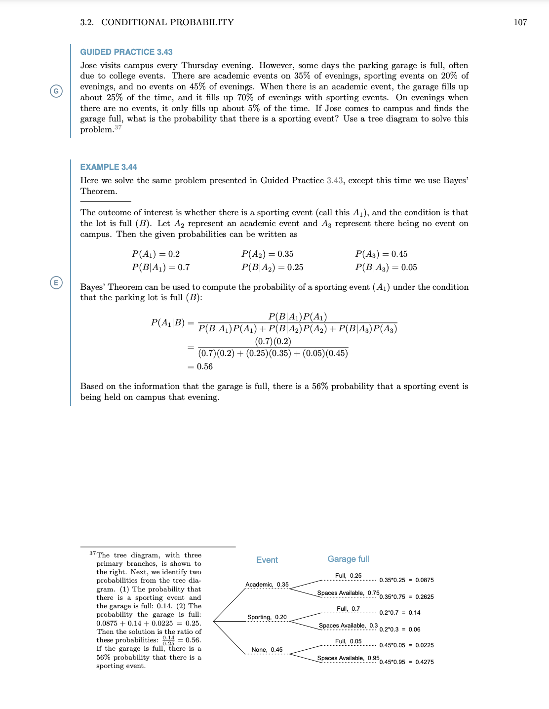 QUESTION 11) 3.2. CONDITIONAL PROBABILITY 107 GUIDED PRACTICE 3.43 Jose visits campus