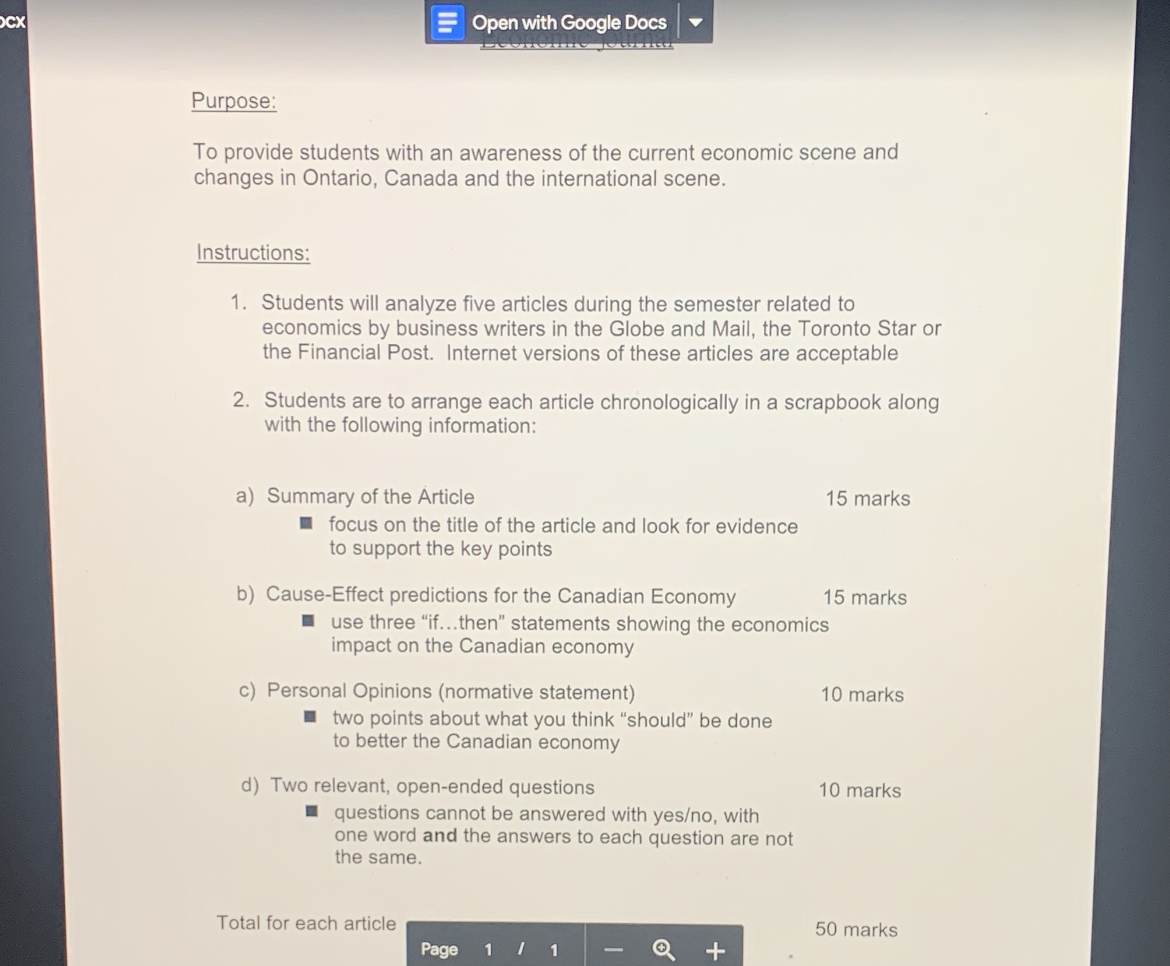 Here is the article that you will be writing about https://globalnews.caews/8881877/canada-gdp-first-quarter/ Open