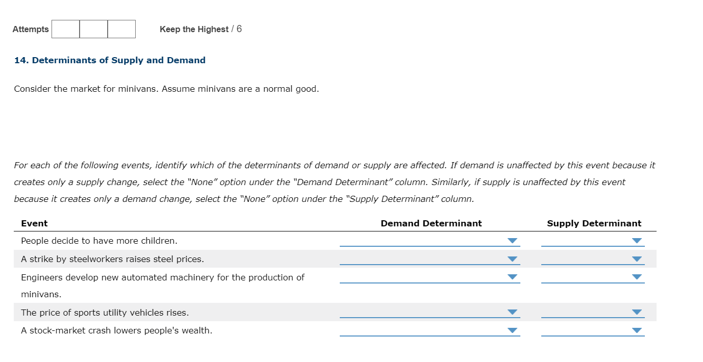  Attempts I I Keep the Highest l 6 14. Determinants of