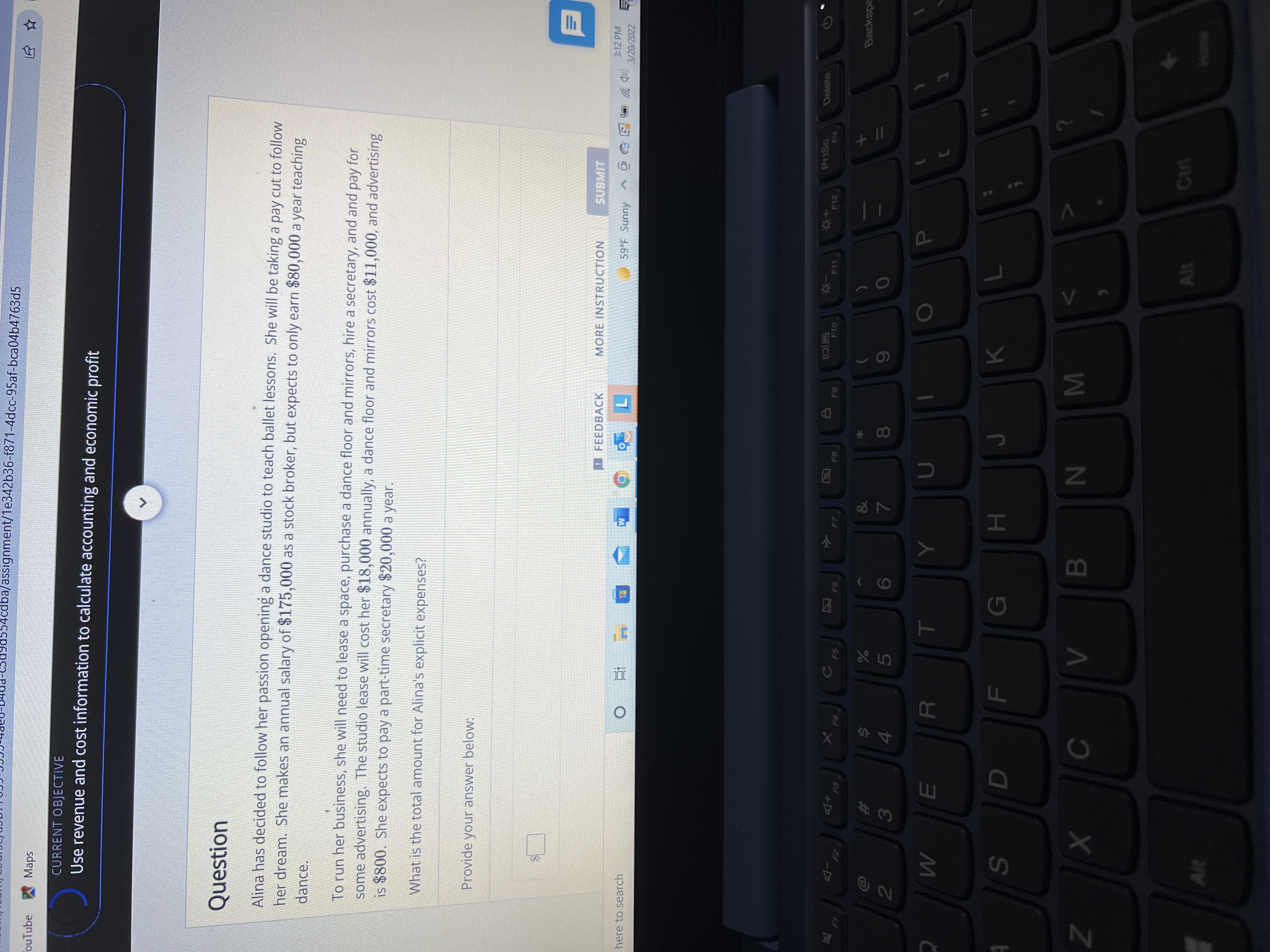  dba/assignment/1e342b36-f871-4dcc-95af-bca04b4763d5 ouTube Maps CURRENT OBJECTIVE Use revenue and cost information to