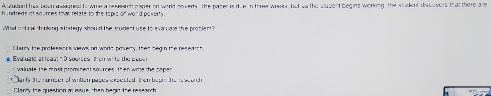  A student has been assigned to write a research paper on