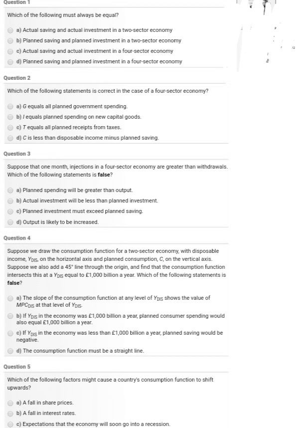 two-sector economy. Output has settled in equilibrium at the level where the