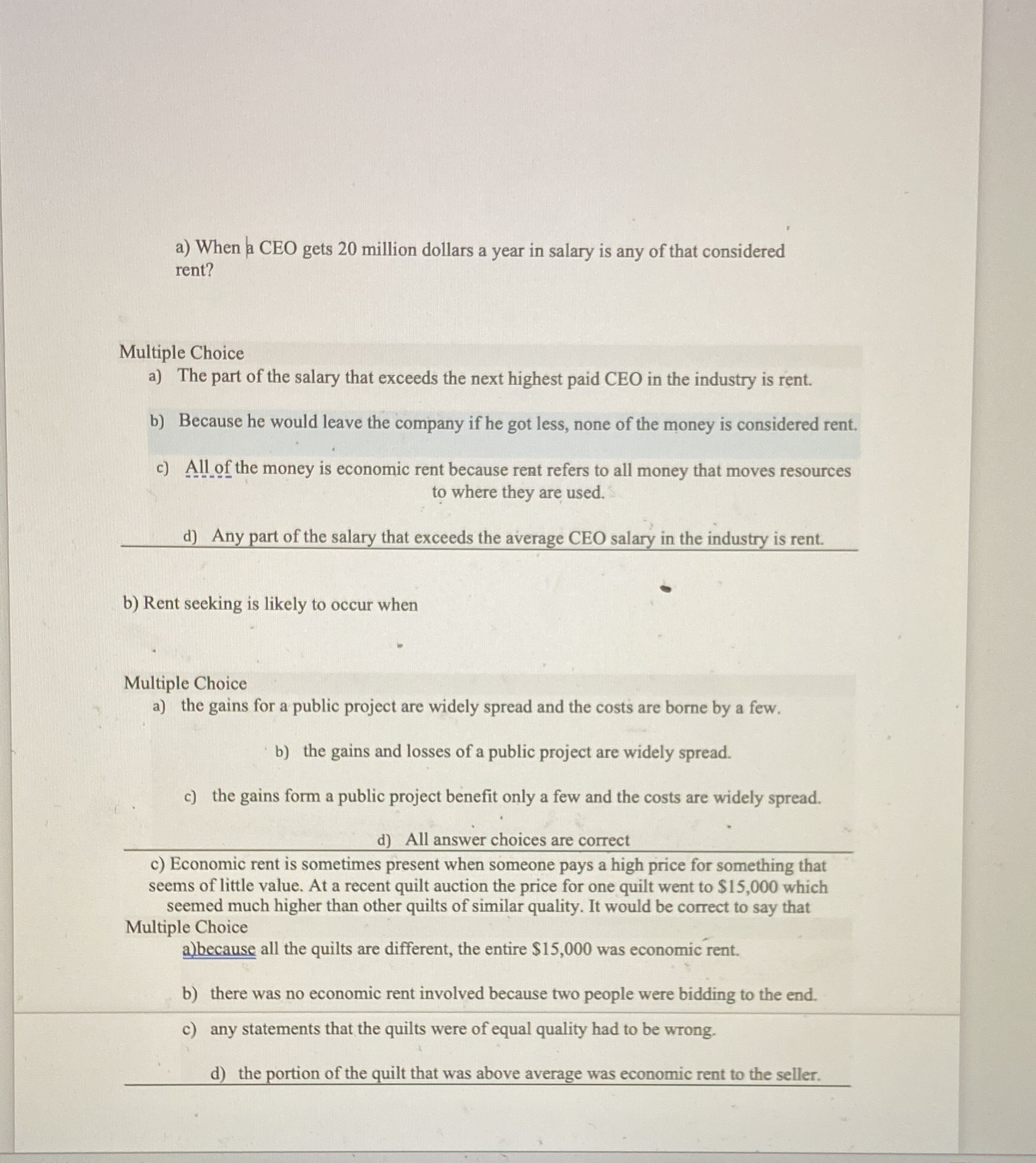  a) When a CEO gets 20 million dollars a year in