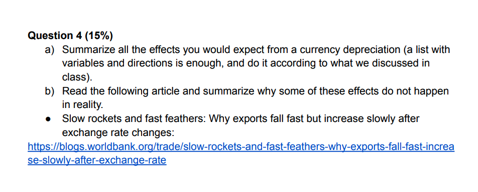 Question 4 (15%) a) Summarize all the effects you would expect