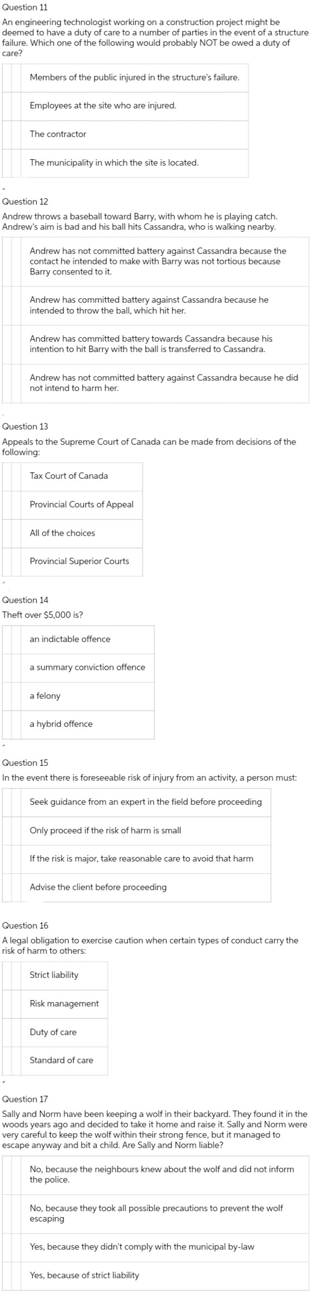 Question 11 An engineering technologist working on a construction project might