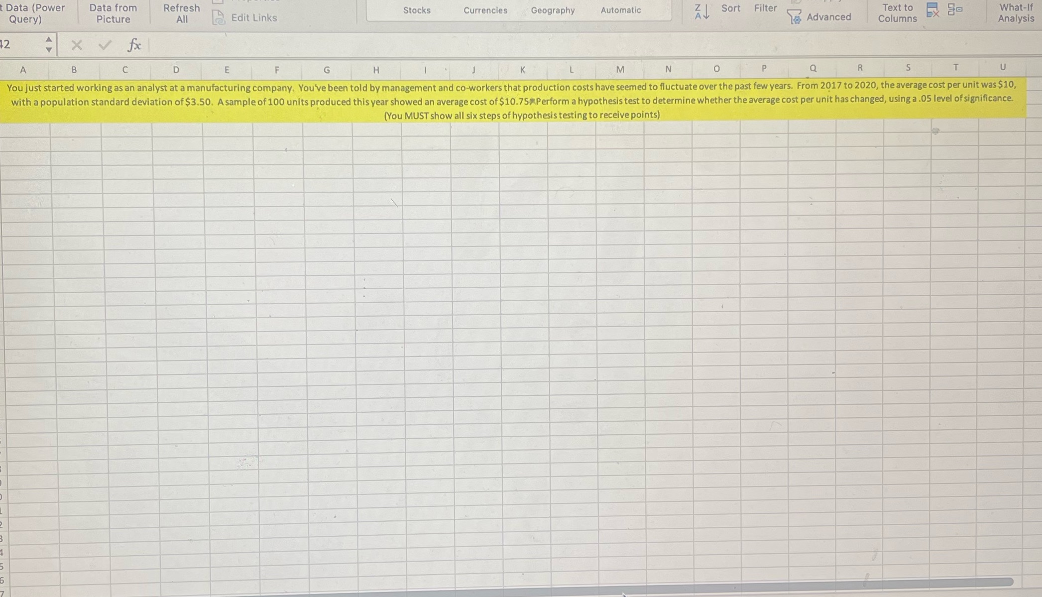 Excel Data (Power Data from Refresh Stocks Currencies Geography Automatic J Sort