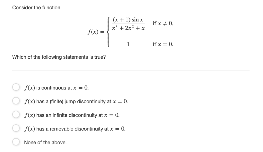  Consider the function (x + 1) sin x if x *