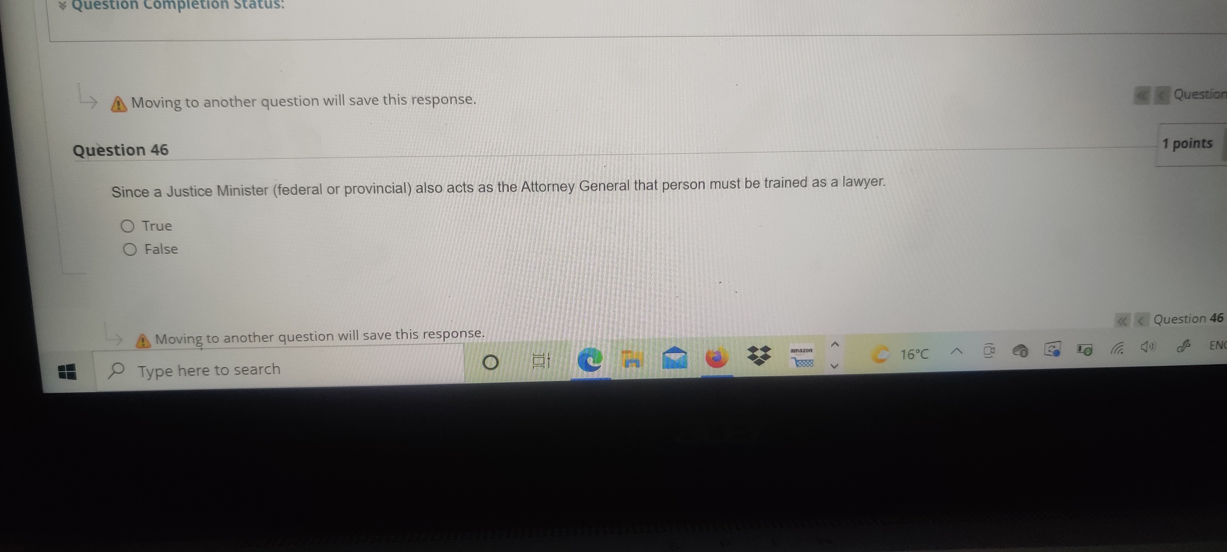 this response. Moving to another question will save this response. Que Question