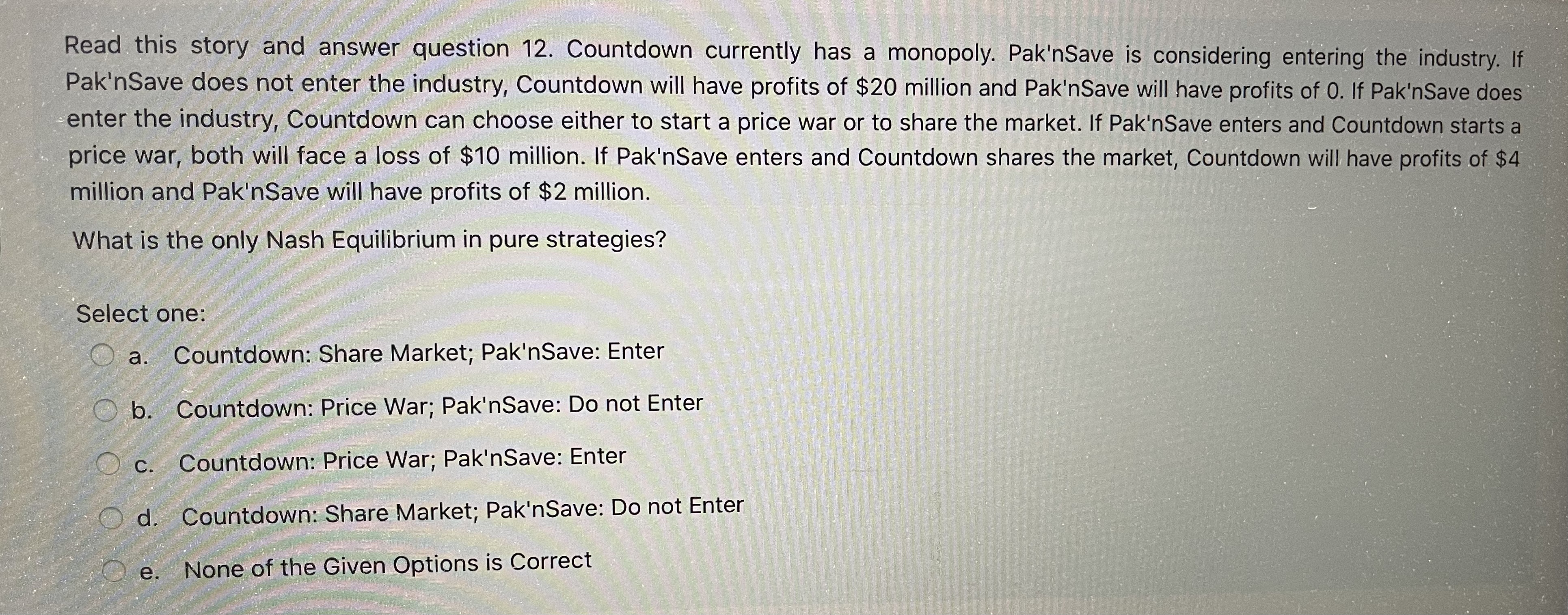 Read this story and answer question 12. Countdown currently has a