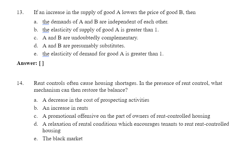 think is best for each of the following questions by putting an