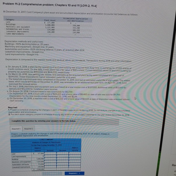  Problem 11-2 Comprehensive problem: Chapters 10 and 11 [L011-2. 11-4] At