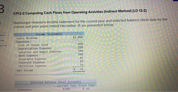  3 CP12-2 Computing Cash Flows from Operating Activities (Indirect Method) [LO