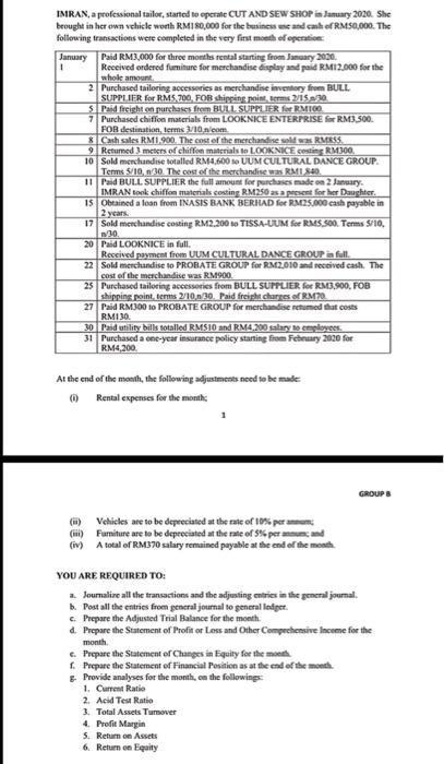  IMRAN, a professional tailor, started to operale CUT AND SEW SHOP