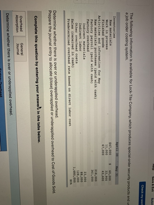  Help Save & Exit Subre Check my world The following information