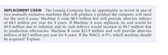  please make sure the answer is correct 100% REPLACEMENT CHAIN The