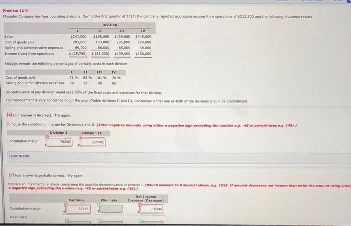  Problem 12-5 Founder Company has four operating divisions. During the first