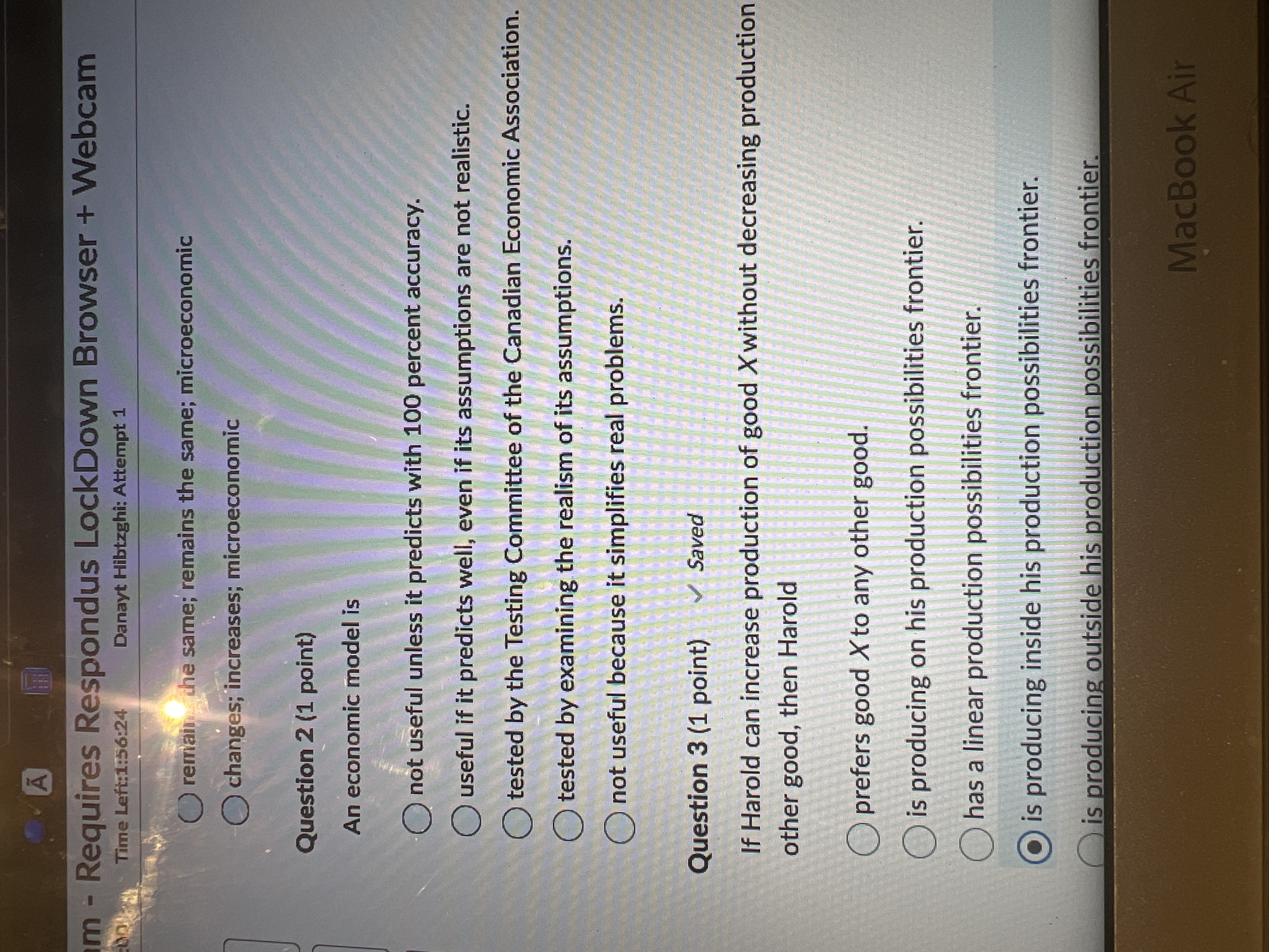  m - Requires Respondus LockDown Browser + Webcam Time Left:1:56:24 Danayt