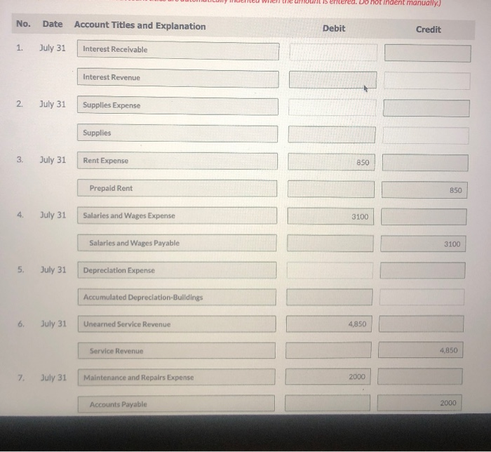 Concord Corporation on July 31, 2022, includes the selected accounts below before