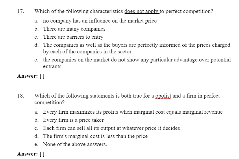 "X" between the parentheses.l U: All Other things being equal, which of