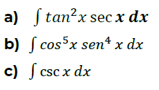 Solve the following trigonometric integrals exercises:Present step by step in word format.