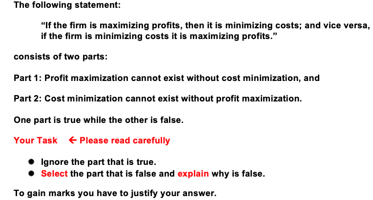 to the relationship between two optimization problems. Profit Maximization Maximize {II =