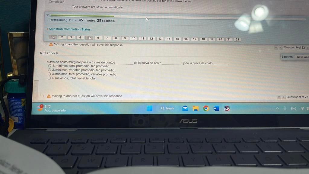Completion o fun if you leave the test. Your answers are