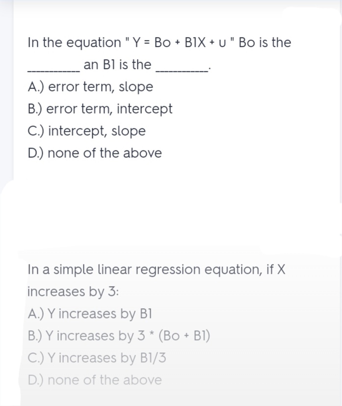 + BiX + U " Bo is the an Bi is the