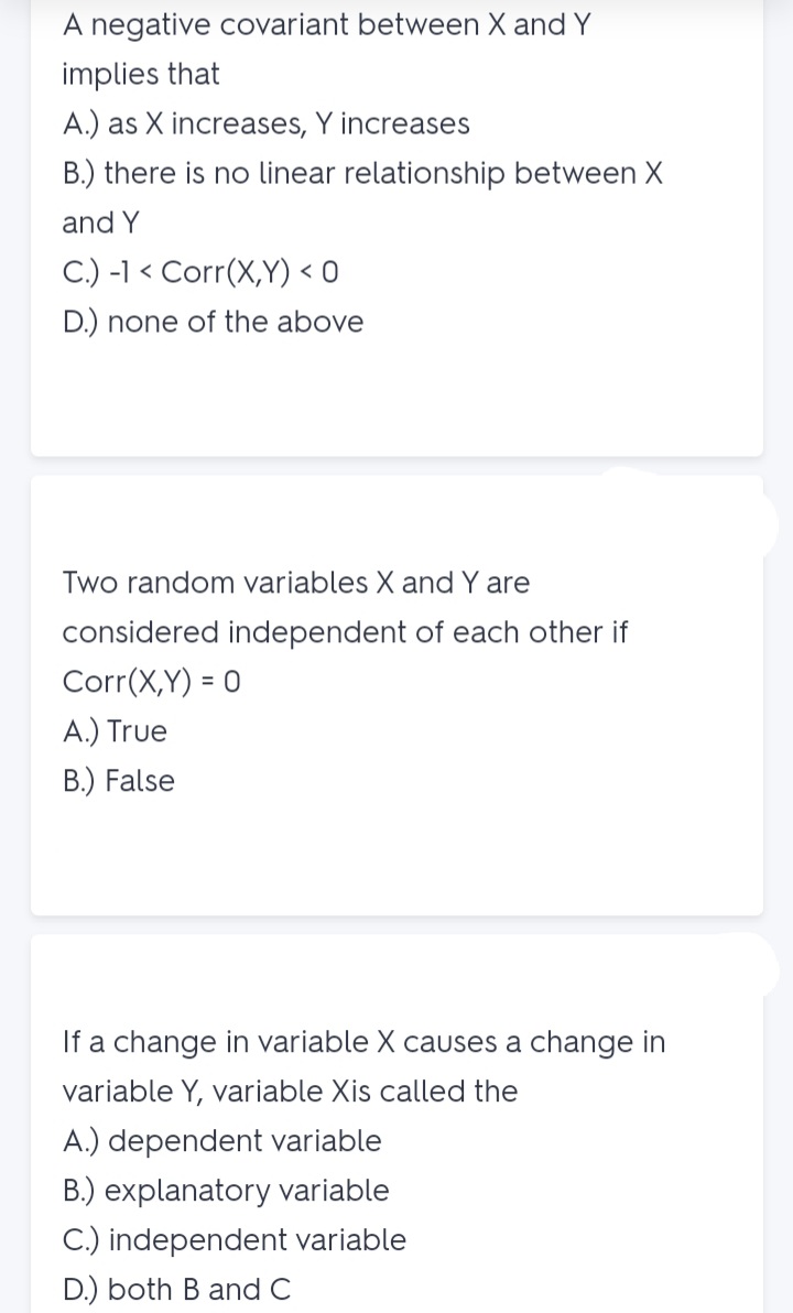 A.) error term, slope B.) error term, intercept C.) intercept, slope D.)