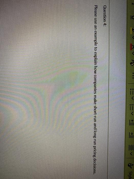  := = = A Style Question 4: Please use an example