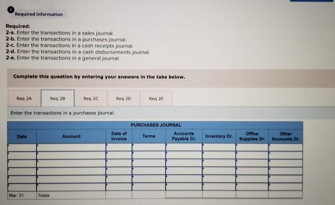 year (terms for all its credit sales are 2/10, n/30). Mar. ow