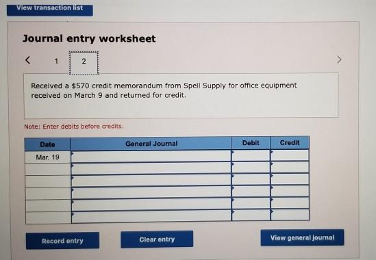 of office supplies on credit from Gabel Conpany, invoice dated March 3,