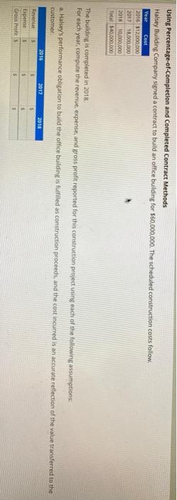  Using Percentage-of-Completion and Completed Contract Methods Halsey Building Comparty signed a