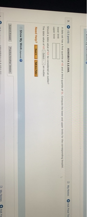  3. -/2.5 points ASWSBE14 3.6.049. My Notes Ask Your Te A