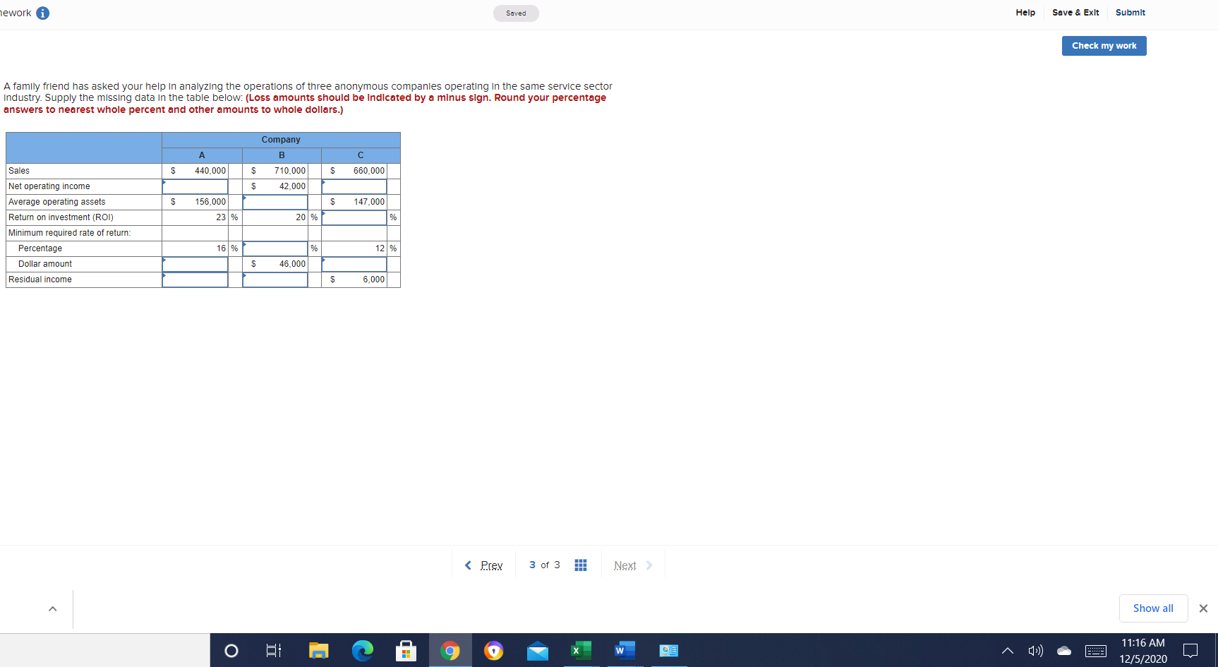 mework i Saved Help Save & Exit Submit Check my work