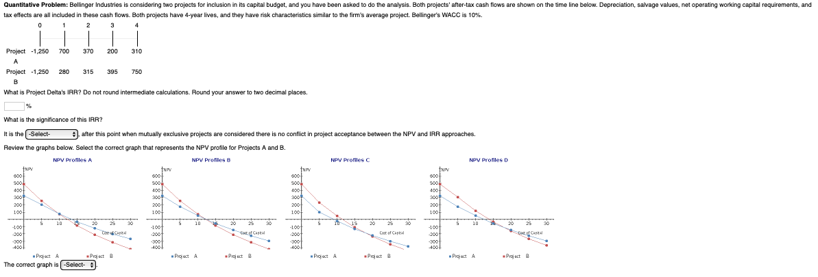  Quantitative Problem: Bellinger Industries is considering two projects for inclusion in