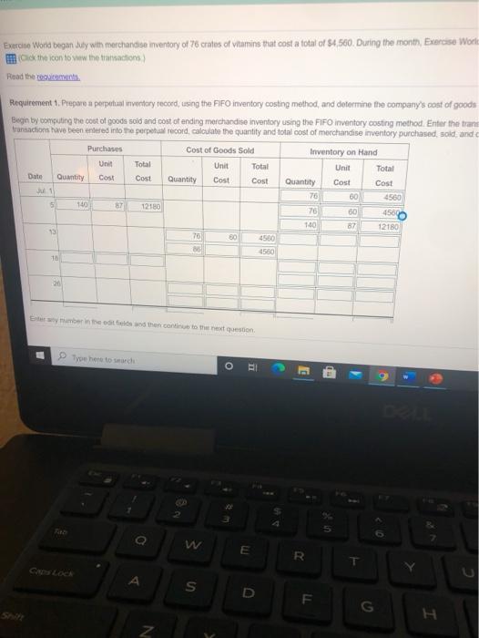  How do i do this? Exercise Wond began Juy with merchandise
