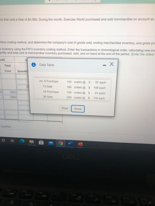 During the month, Exercise Wort ock the icon to view the transactions