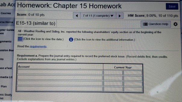 ab Ace Homework: Chapter 15 Homework Save Courses Score: 0 of