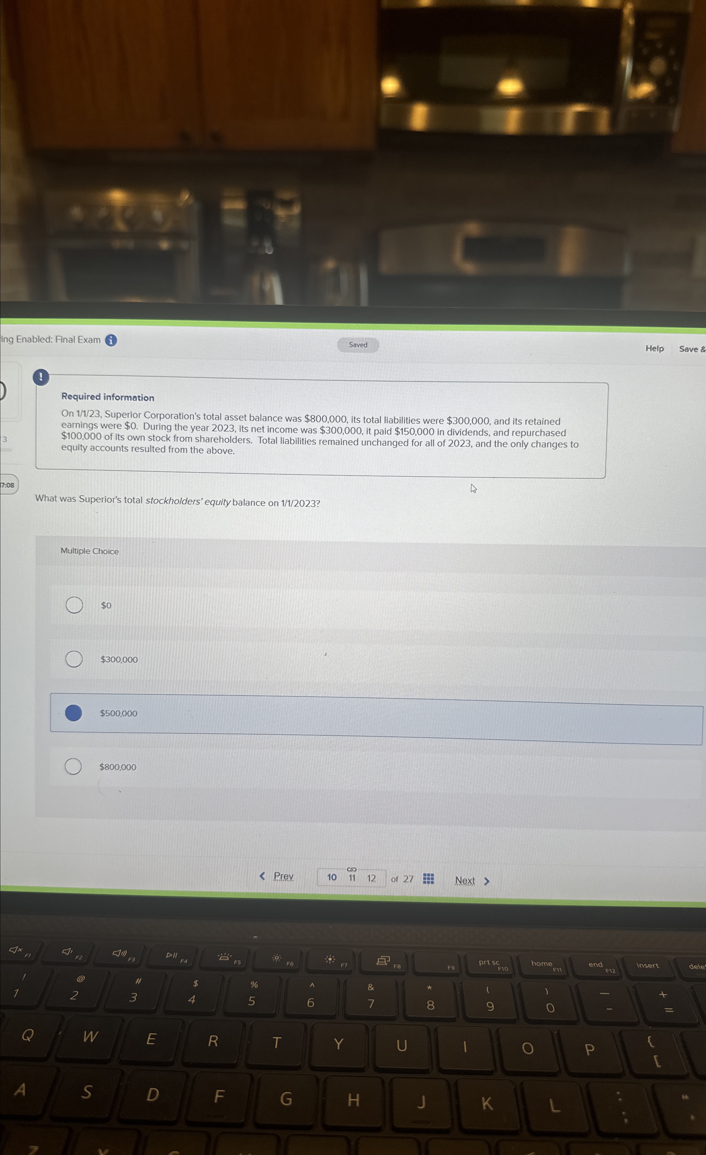  ing Enabled: Final Exam Saved Help Save & ( Required information