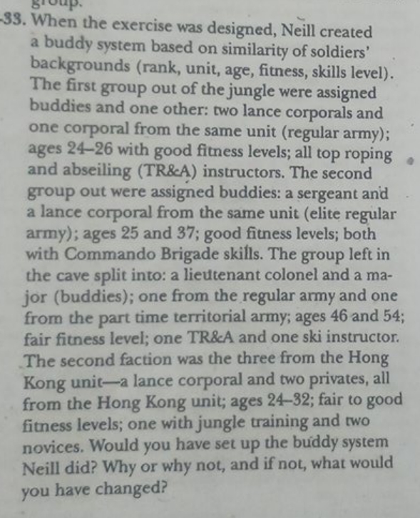 Organizational Behaviour plz solve this question 33. When the exercise was designed,