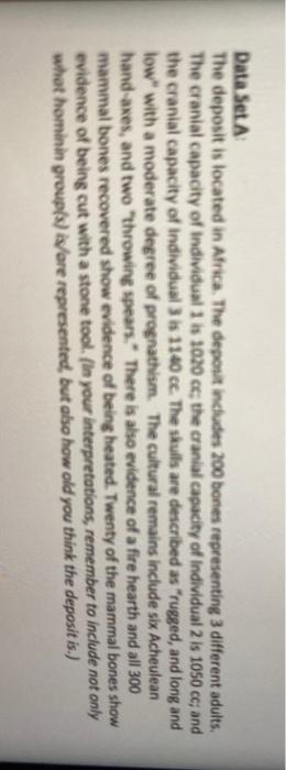  Data Set A The deposit is located in Africa. The deposit